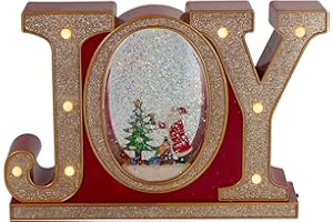 NORTHLIGHT 11" LED Lighted Red and Gold Joy Christmas Glitter Snow Globe