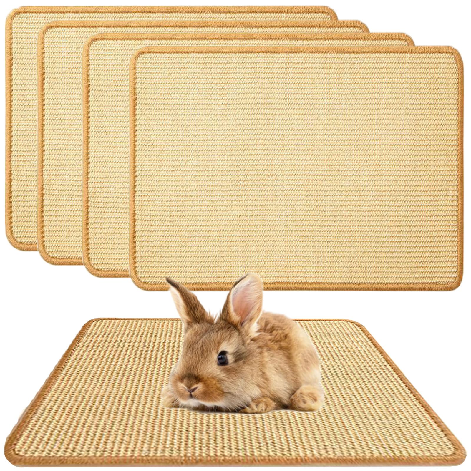 Photo 1 of Oncpcare 4PCS Rabbit Scratch Mat - Natural Bunny Scratching Pad for Claws & Teeth Care, Cages & Pet Cage Bedding for Biting, Sleeping & Nesting, 24x16