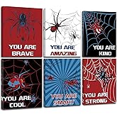 FRAMED Spider Room Decor for Boys, Spider Wall Art for Boy Wall Decor, Spider Wall Decor for Bedroom Bathroom Nursery Kids Room, Ready to Hang(Set of 6, 8x10 Inch, Framed)