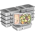 Bentgo 20-Piece Lightweight, Durable, Reusable BPA-Free 2-Compartment Containers - Microwave, Freezer, Dishwasher Safe - Silver