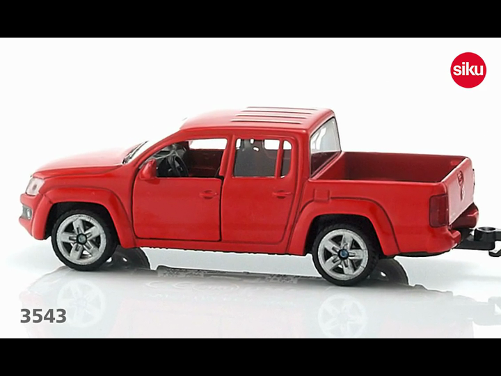 siku 3543, Pick-Up mit Kippanhänger, 1:55, Metall/Kunststoff, Rot, Inkl. Spielzeugfigur und 5 Verkehrsleitblöcke – Bild 8