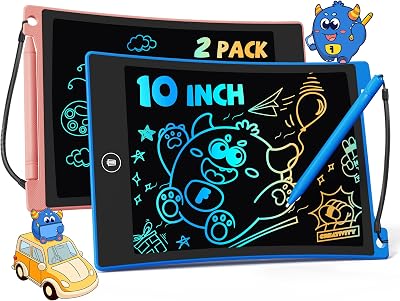TEKFUN 2 Pack 10-Inch LCD Writing Tablet Colorful Erasable Kids Doodle Board
