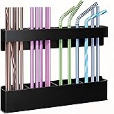 MCleanPin Magnetic Straw Holder for Fridge and Cabinet Door Adjustable Straws Organizer Storage Dispenser for Kitchen Bar Counter Cupboard Black