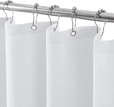 Waterproof Shower Curtain 92x182cm Linen Style with Hooks