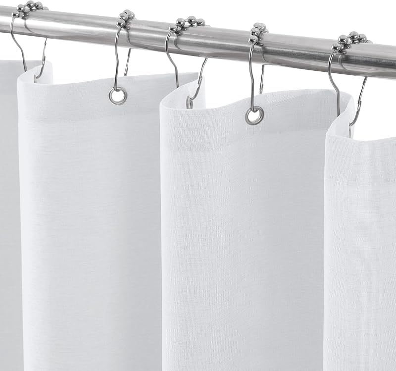 Waterproof Shower Curtain 92x182cm Linen Style with Hooks