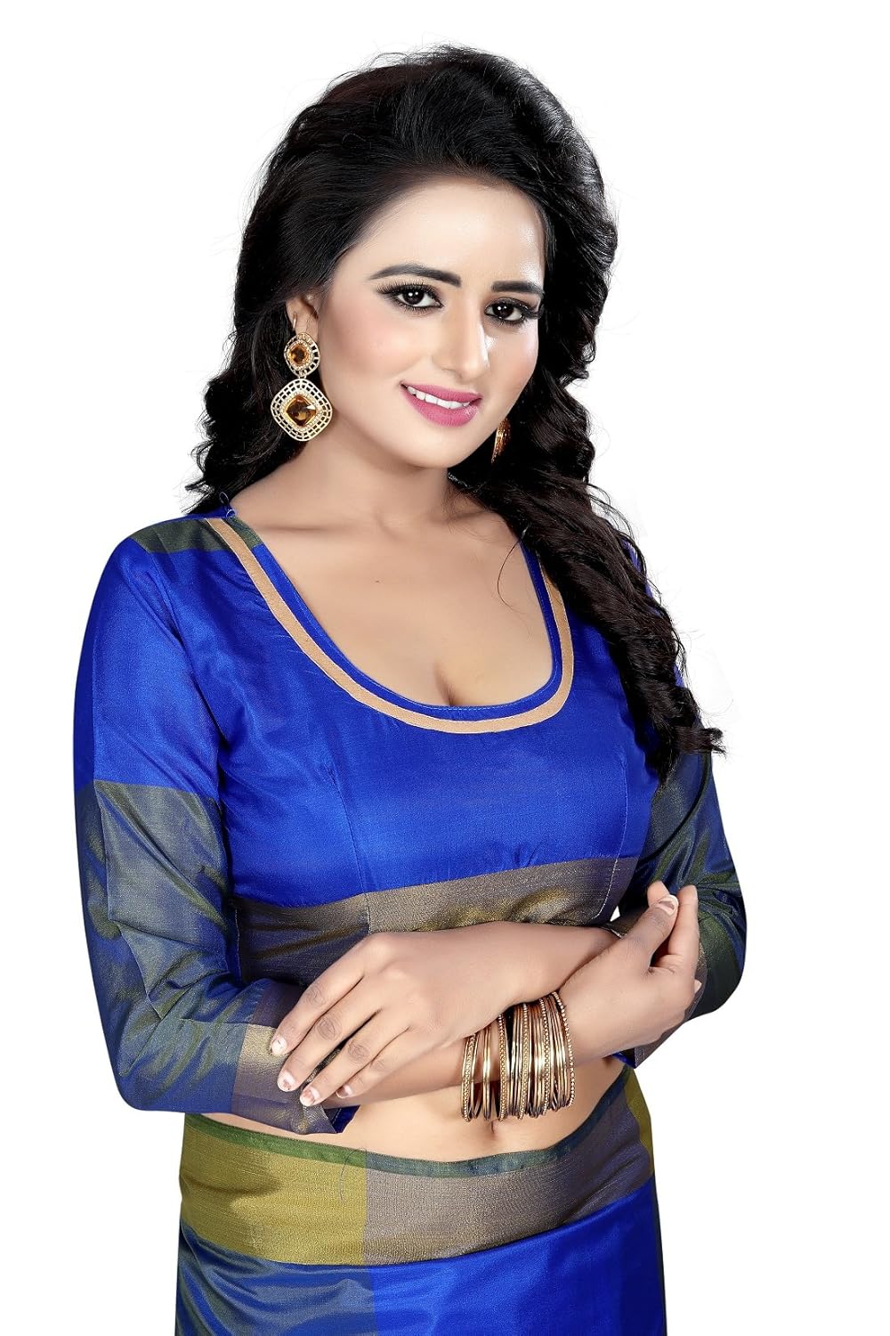 j b fashion women's multi colour cotton silk saree with blouse material