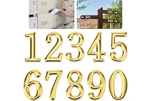 Woration 3D Gold Mailbox Numbers 0-9 Self-Adhesive 2 Inch Stickers Door Address Number Signs for Hotel Room Apartment Office Residence House Mailbox Cars Trucks - 10 Pcs