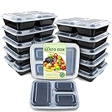 Enther Meal Prep Containers [12 Pack] 3 Compartment