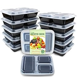 Enther Meal Prep Containers [12 Pack] 3 Compartment