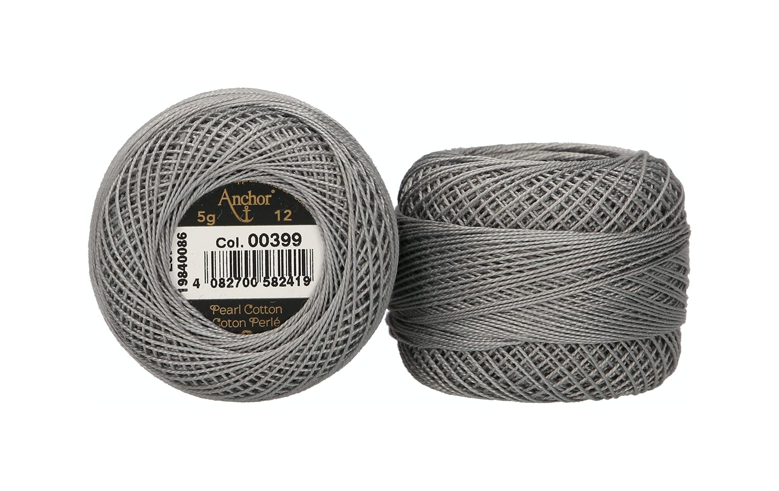 ANCHOR Pearl Yarn, Thickness: 12, Packaging: 5G, Running Length: 56M 399 Embroidery Threads