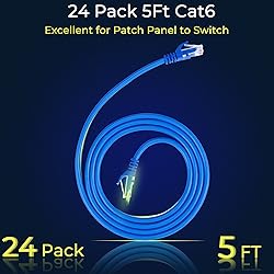 Rapink Patch Cables Cat6 5ft (24 Pack), Ethernet