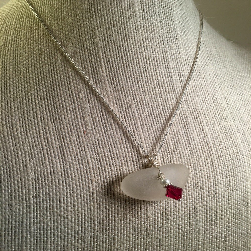 Amazoncom Sea Glass Necklace Beach Glass Jewelry Ruby