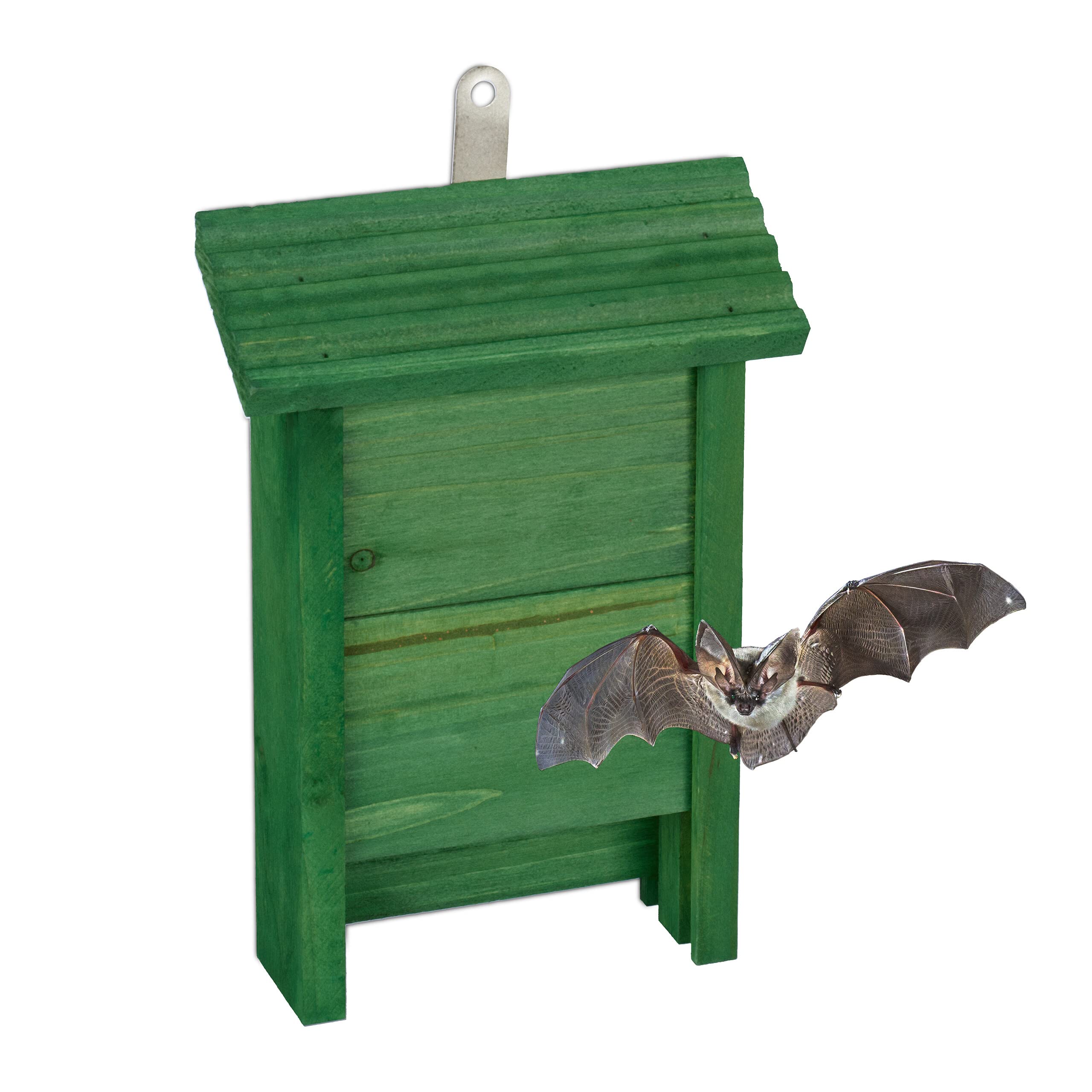 Relaxdays Bat Box, Large Safelodging for Wildlife, HxWxD: 29x18x6, Animal Hotel, Sanctuary, Protect, Pine Wood, Green