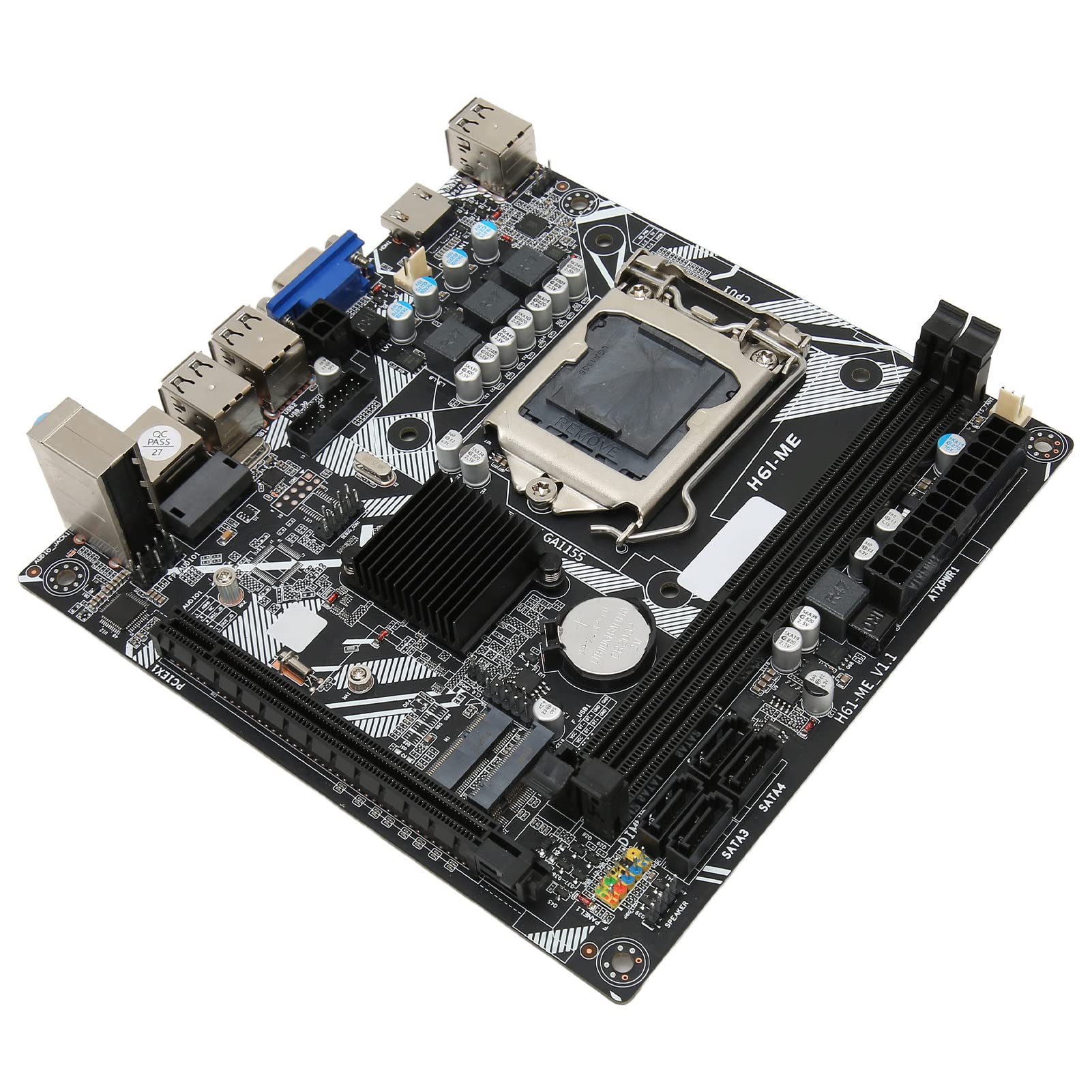 Dpofirs H6 ME Desktop Computer Motherboard, LGA 1155 Socket, DDR3, SATA2.0 X 4, PCIe 16X, USB2.0 X 10, VGA, HDMIs, WiFi M.2, NVME M.2, DEBUG Pin, ITX Motherboard