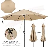 Yaheetech 2.7M Garden Parasol Umbrella Tan 8 Ribs Crank Tilt view 7
