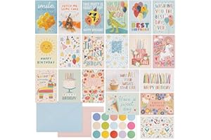 Beautiful Birthday Cards Set of 60 with Envelopes & Stickers - Tasteful Assorted Happy Birthday Cards Bulk For Women & Men - 