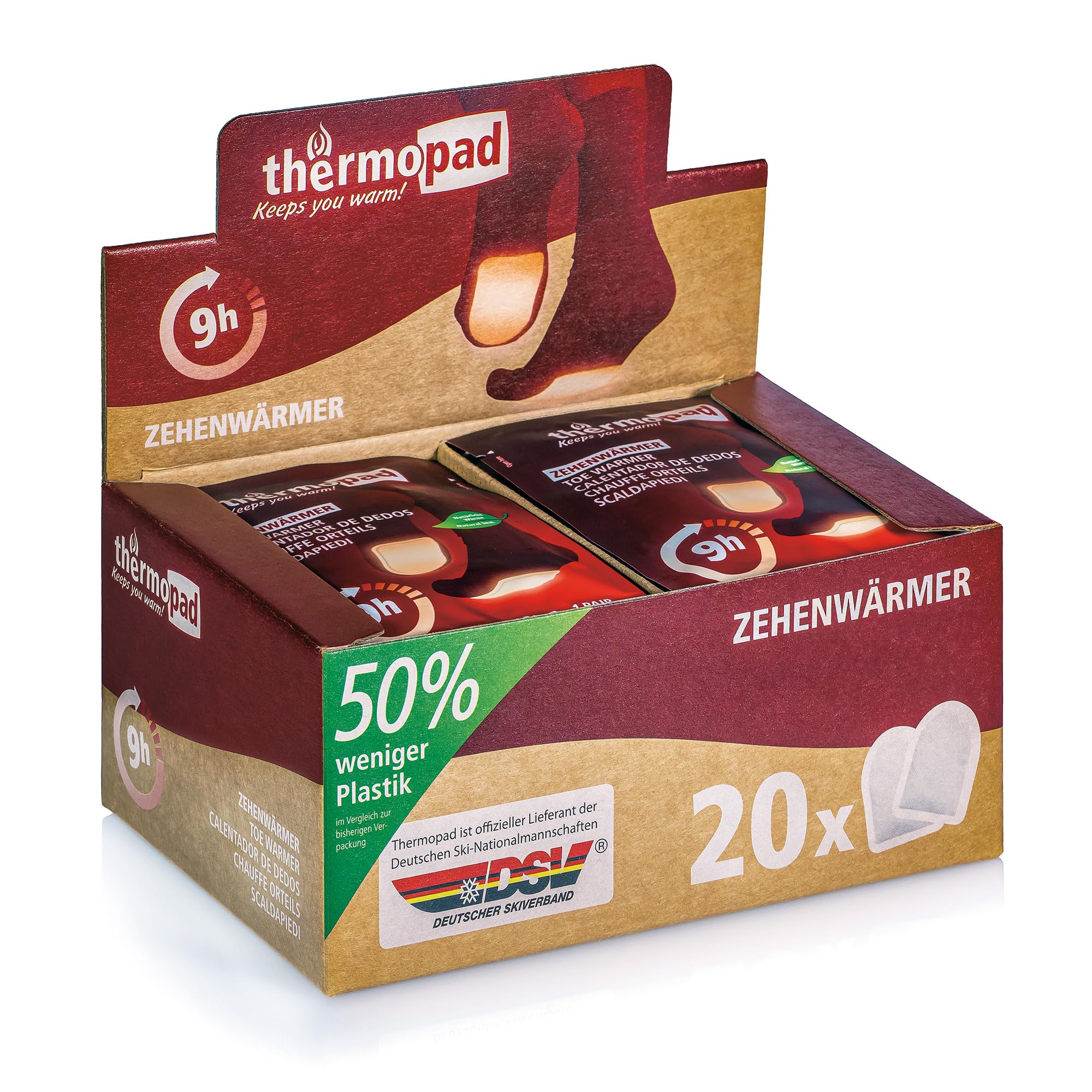 THERMOPAD Toe Warmers - The Original: 20 Pairs of Heat Pads for 8 Hours of Warmth I Ready to Use Foot Warmers I Extra Warm Foot Warmer - Ideal for Outdoor Activities & Ski Shoes I Foot Heat Pad