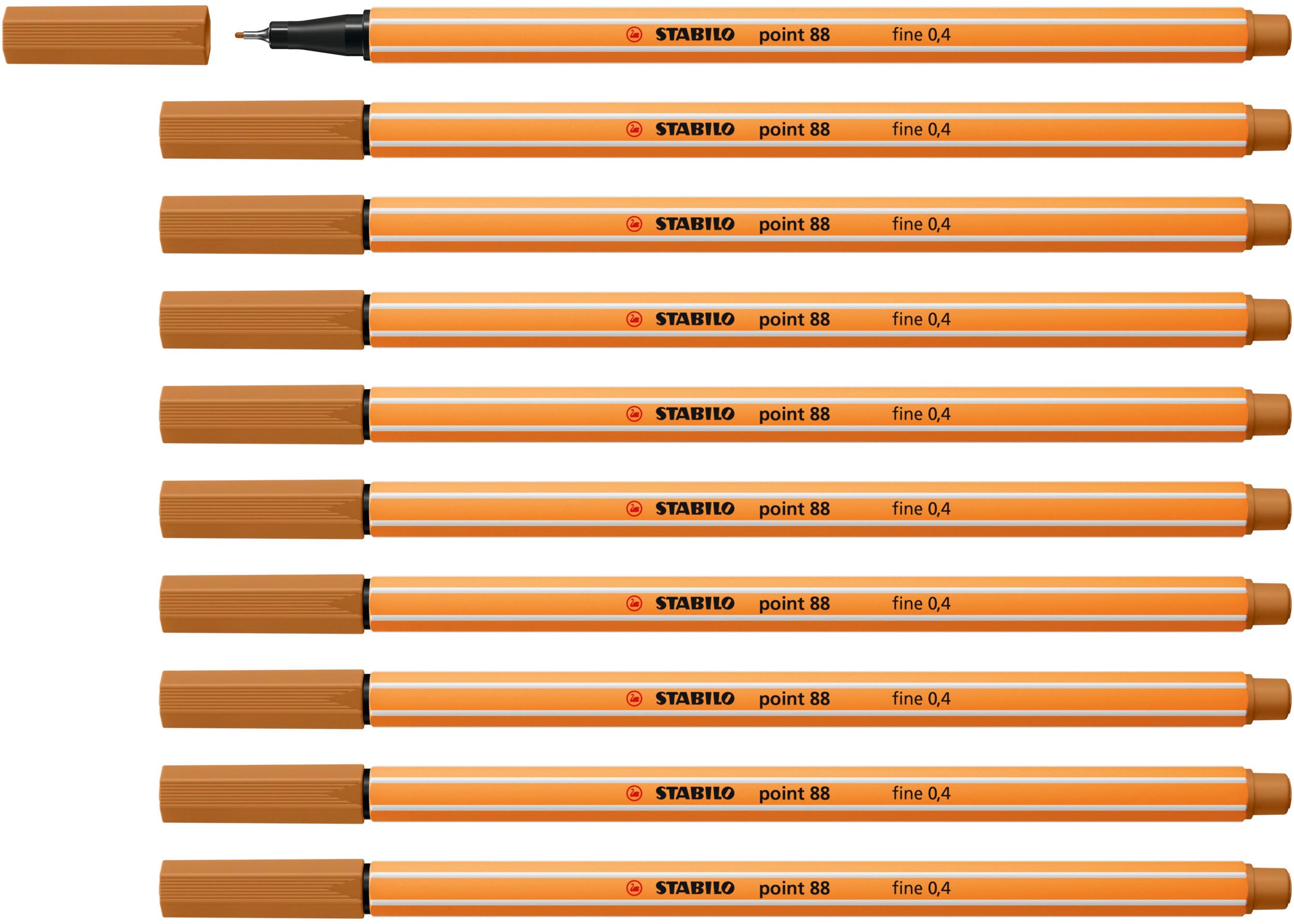 STABILO point 88 - Fineliner - Pack of 10 - Dark Ochre