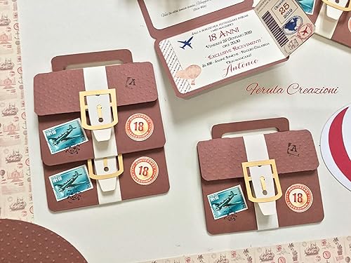 Invito 18 Anni Tema Viaggio Invito Valigia Vintage Amazon