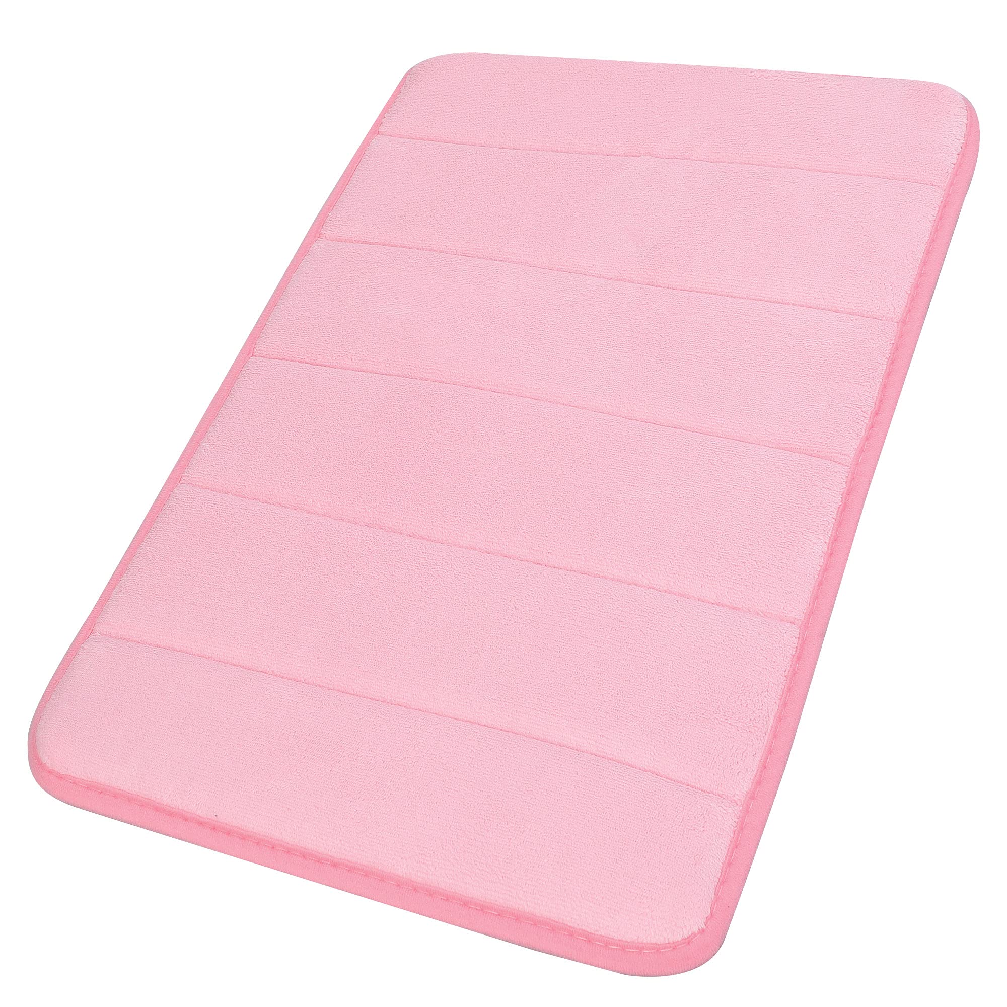 sourcing map Memory Foam Bath Mat Water Absorbent 16"x24"/ 40x60 Cm, Non Slip Bathroom Rug for Bathroom Living Room Floor Tub - Machine Washable Bath Mats Carpet Soft and Thick, Pink