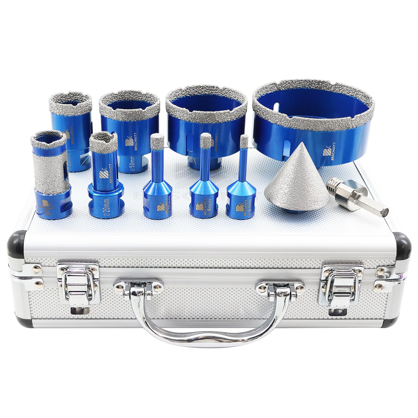 BRSCHNITT Diamond Core Drill Bit Set - 8 Pc. Kit w/10mm, 20mm Finger & 50mm Chamfer bits & M14 Adapter - Ideal for Porcelain, Ceramic, Marble, Granite Drilling — image 1