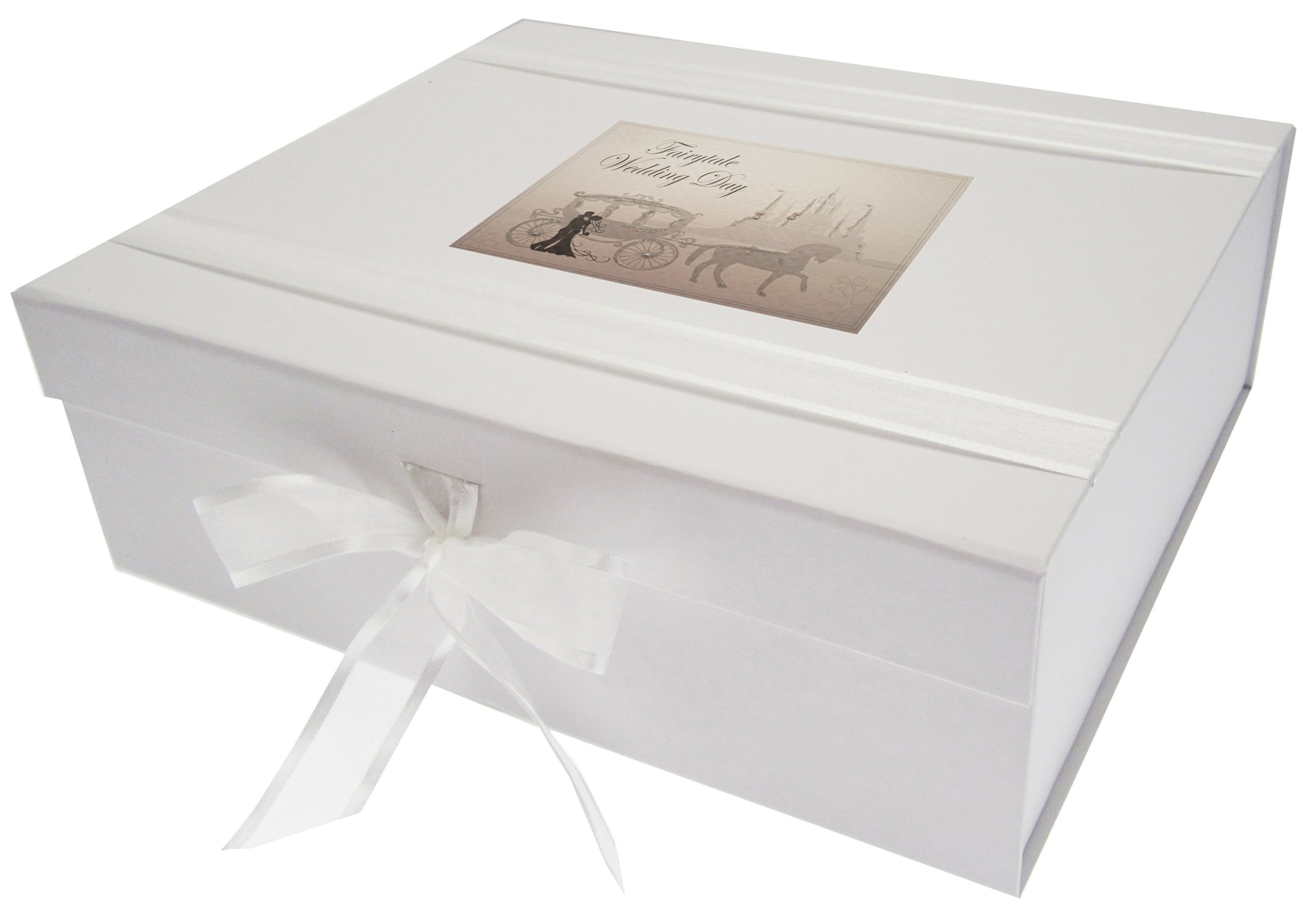 White Cotton Cards Wedding Day Fairytale Keepsake Box, Wood, White, Large, 27.2 x 32 x 11 cm