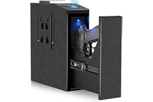 ZCF MATE Biometric Pistol Gun Safe with Auto Sliding Door – 0.1s Quick Access Handgun Safe for Nightstand, Desk, Bedside, Truck – Fingerprint, PIN Code & Key Access Security Box