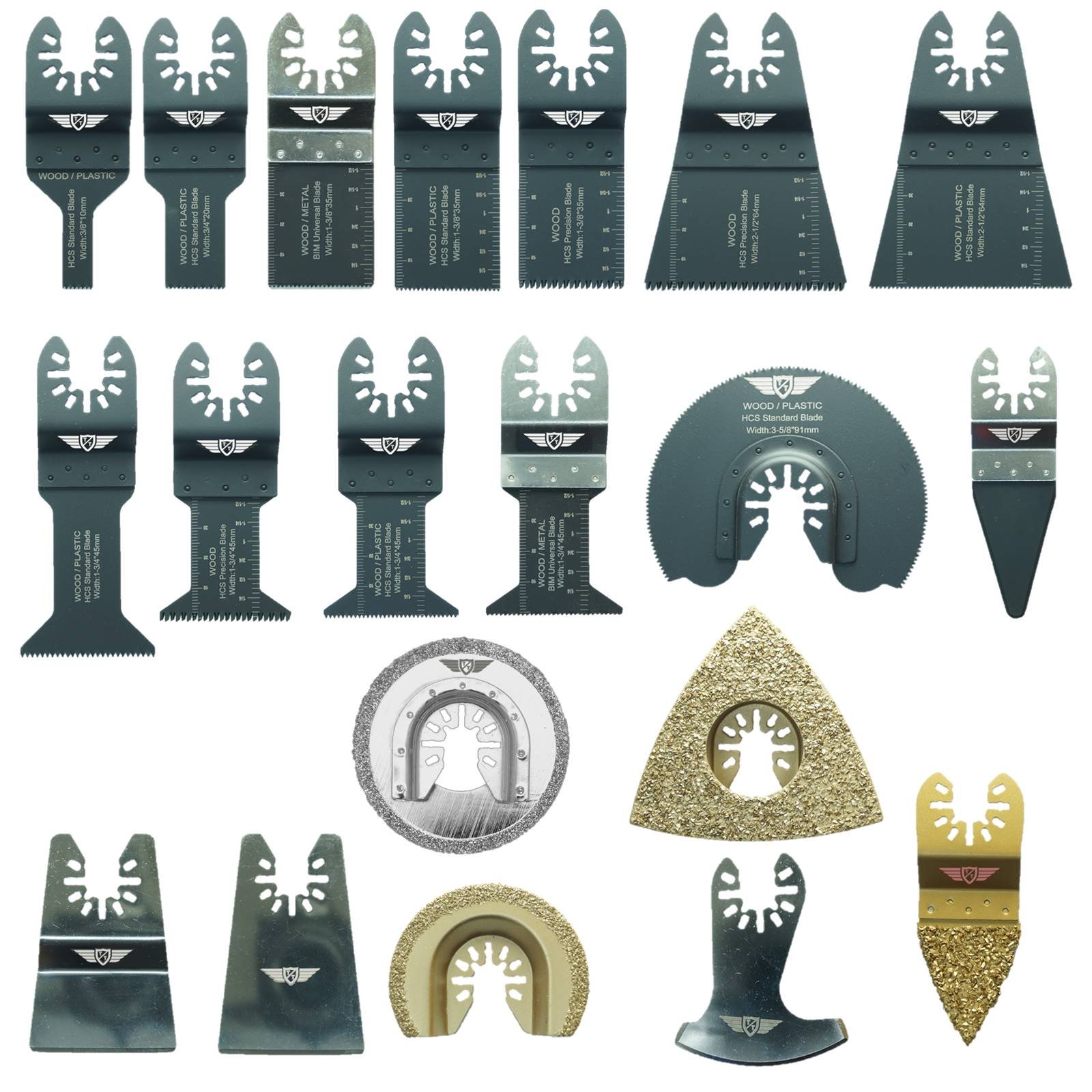 20 x TopsTools FAK20CD Fast Fit Mix Blades Compatible with Dewalt Stanley Black and Decker Bosch Fein (Non-StarLock) Makita Milwaukee Einhell Parkside Ryobi Worx Workzone Multitool Accessories