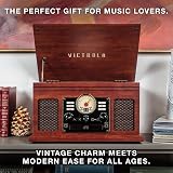 Victrola Classic 6-in-1 Entertainment Center VTA-200B Mahogany Bluetooth view 8