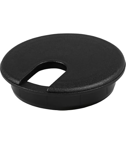Black Round Cable Grommet With Removable Lid – 1 3/4” Cut-Out Size, Wire Management For Desks