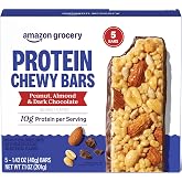 Amazon Grocery, Protein Chewy Bars, Peanut, Almond &amp; Dark Chocolate Flavor, 7.1 oz, 5 ct (Previously Happy Belly, Packaging May Vary)