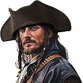 JPXH Pirate Hat Men's Adult Colonial Tricorn Hats Revolutionary war for Halloween Costume Accessories