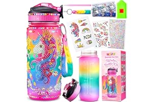 MEIJOY Decorate Your Own Water Bottle Kits for Girls - Kids Water Bottle Birthday Gifts for 4 5 6 7 8-12 Year Old Girl Diy Unicorn Birthday Decorations Arts and Crafts for Kids Ages 6-8 Girls Christmas Gift