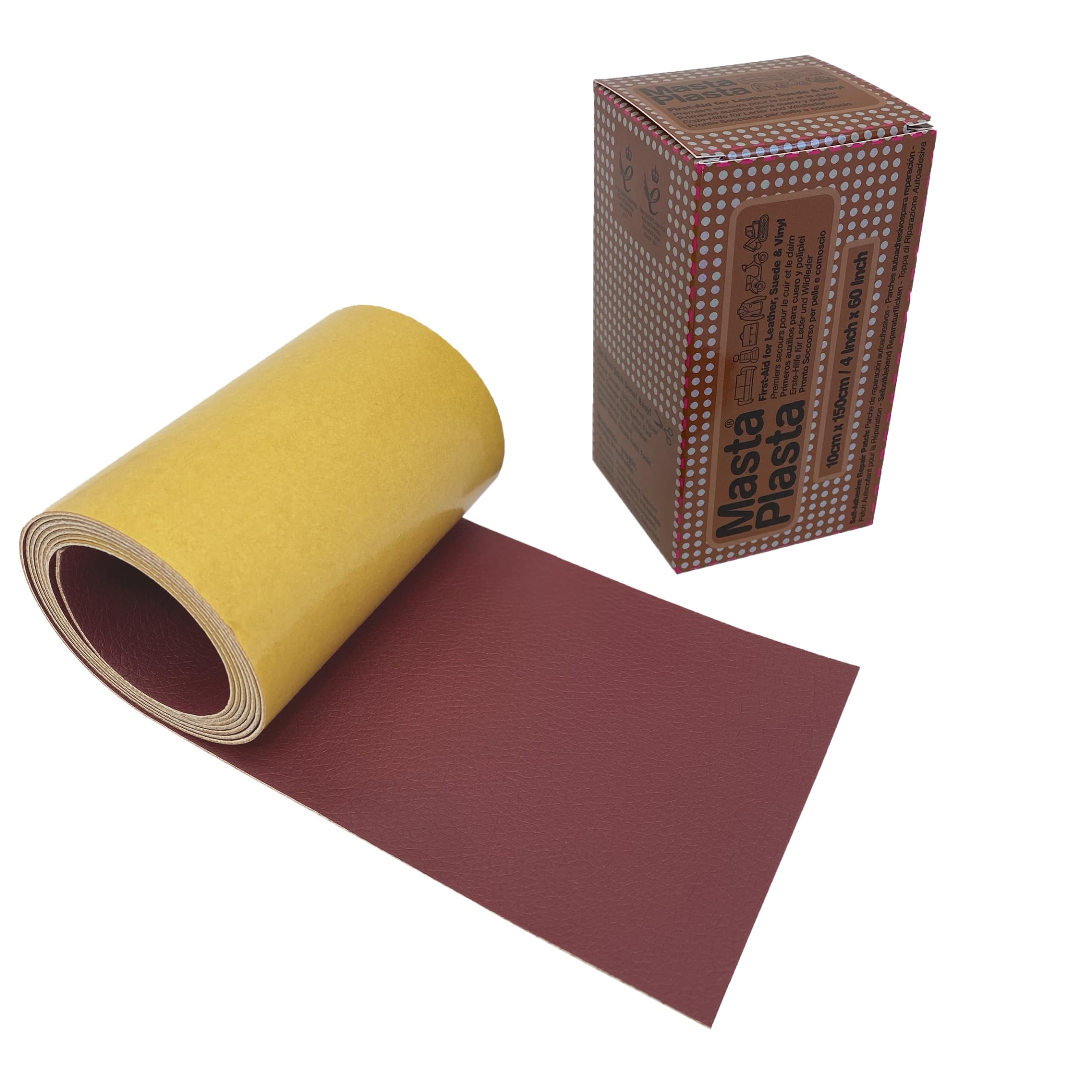 The Original All-in-One Leather Repair Kit by MastaPlasta. Self Adhesive Leather Repair Patch for Sofas - Red 150 x 10cm (60 x 4in). Easy Upholstery-Quality Leather Repair for Car Seats & DIY