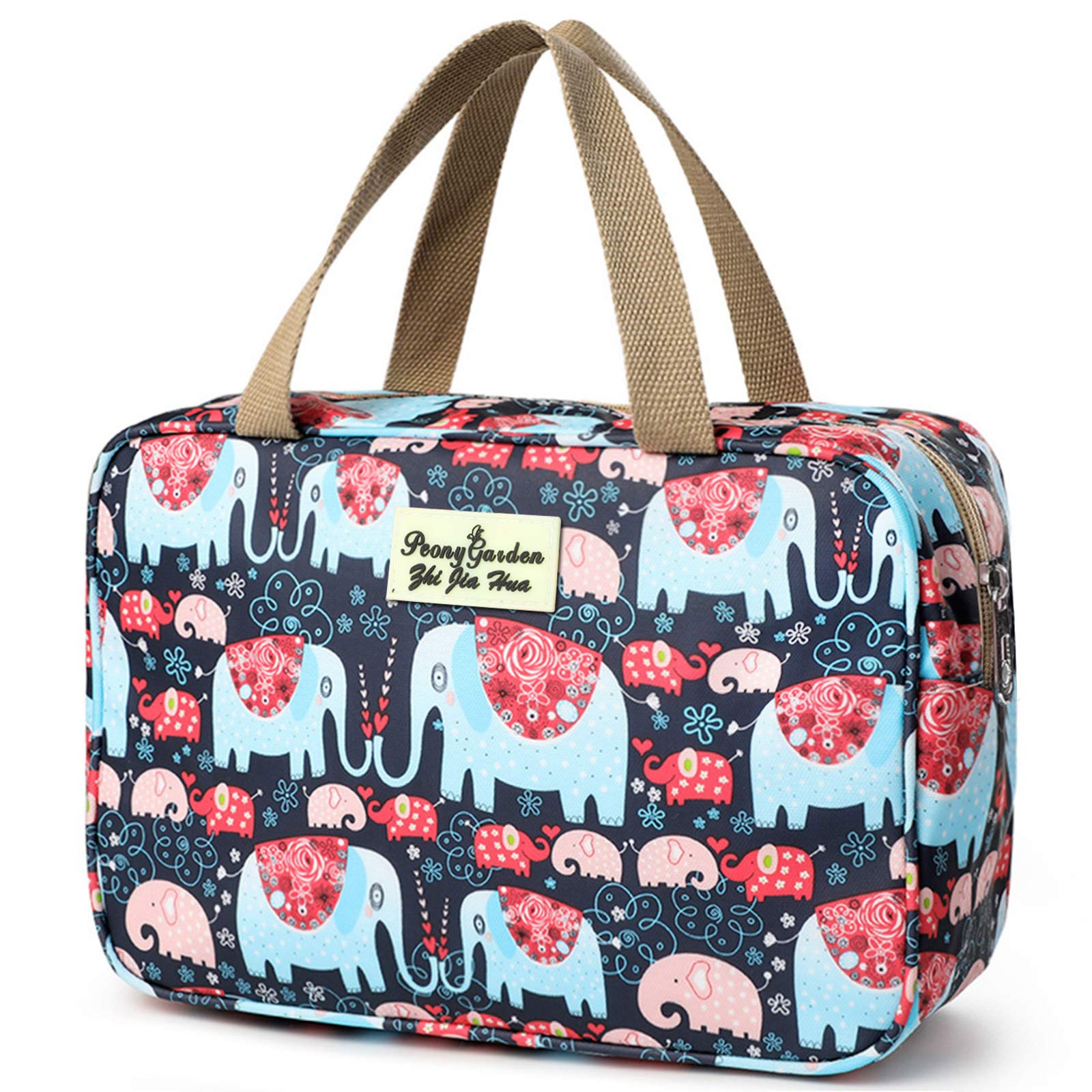 wordmouk Toiletry Bag, Portable Large Capacity Cosmetic Makeup Bag, Toiletry Bag Makeup Organizer, Waterproof Hanging Makeup Storage Bag for Women Girls, Elephant, 30cm*13cm*20cm