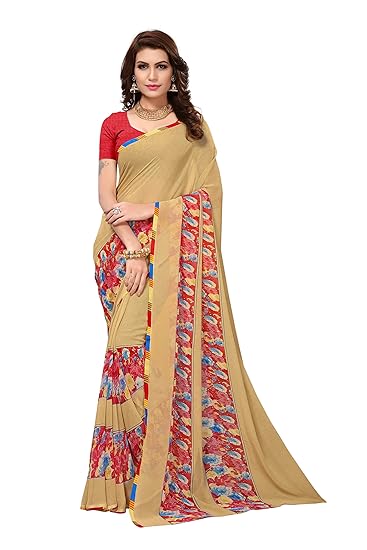 women's Georgette saree with blouse piece (Multi-Color_Free_Size) AMAZING CHIKU