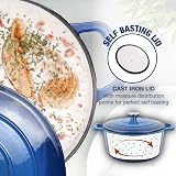 andrew james Cast Iron 5L Round Casserole with Lid Enamel Coated Blue view 5