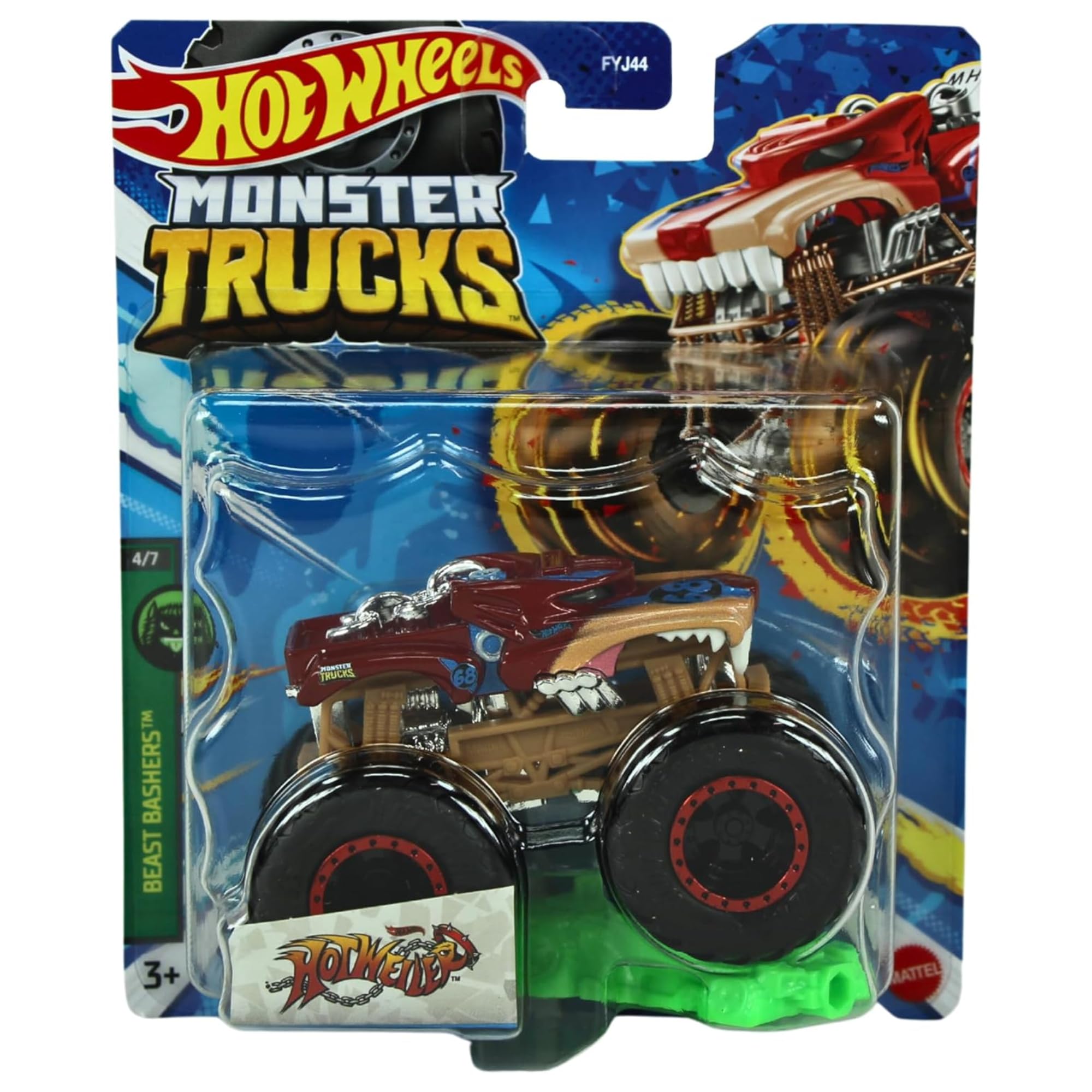 Hot Wheels Monster Trucks 2023 1:64 Scale Beast Bashers 4/7 Hotweiler