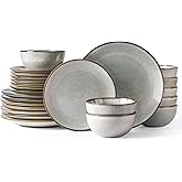 GBHOME Ceramic Dinnerware Sets for 8, 24 Pieces Stoneware Plates and Bowls Sets, Reactive Glaze Dishes -Scratch Resistant, Dishwasher&Microwave Safe
