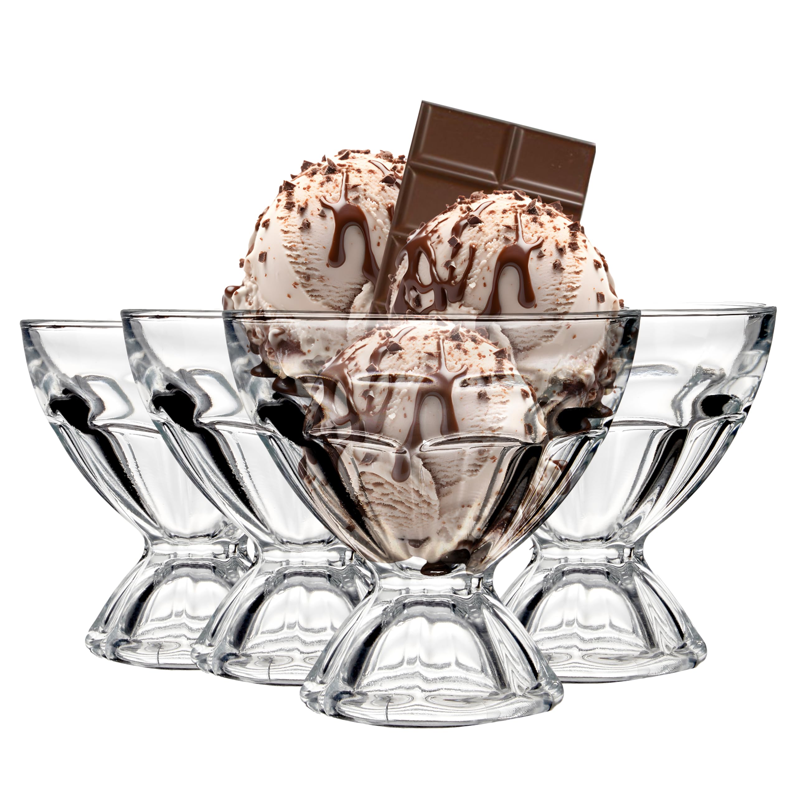 Premier Housewares Set Of Four Sundae Dishes | Durably Constructed Stable Sundae Glasses | Ample Space Glass Dessert Bowl | Round Design Ice Cream Cups | Compact Dishes