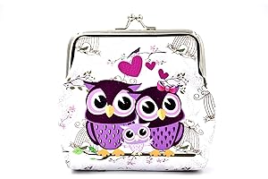 Nodykka Pu Leather Coin Purse Cute Animal Owl Wallet Bag Change Pouch Gifts for Women Kids Girls Key Holder