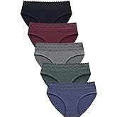 Wealurre Cotton Panties for Women Bikini Underwear Hipster Underpants Lace Briefs Pack