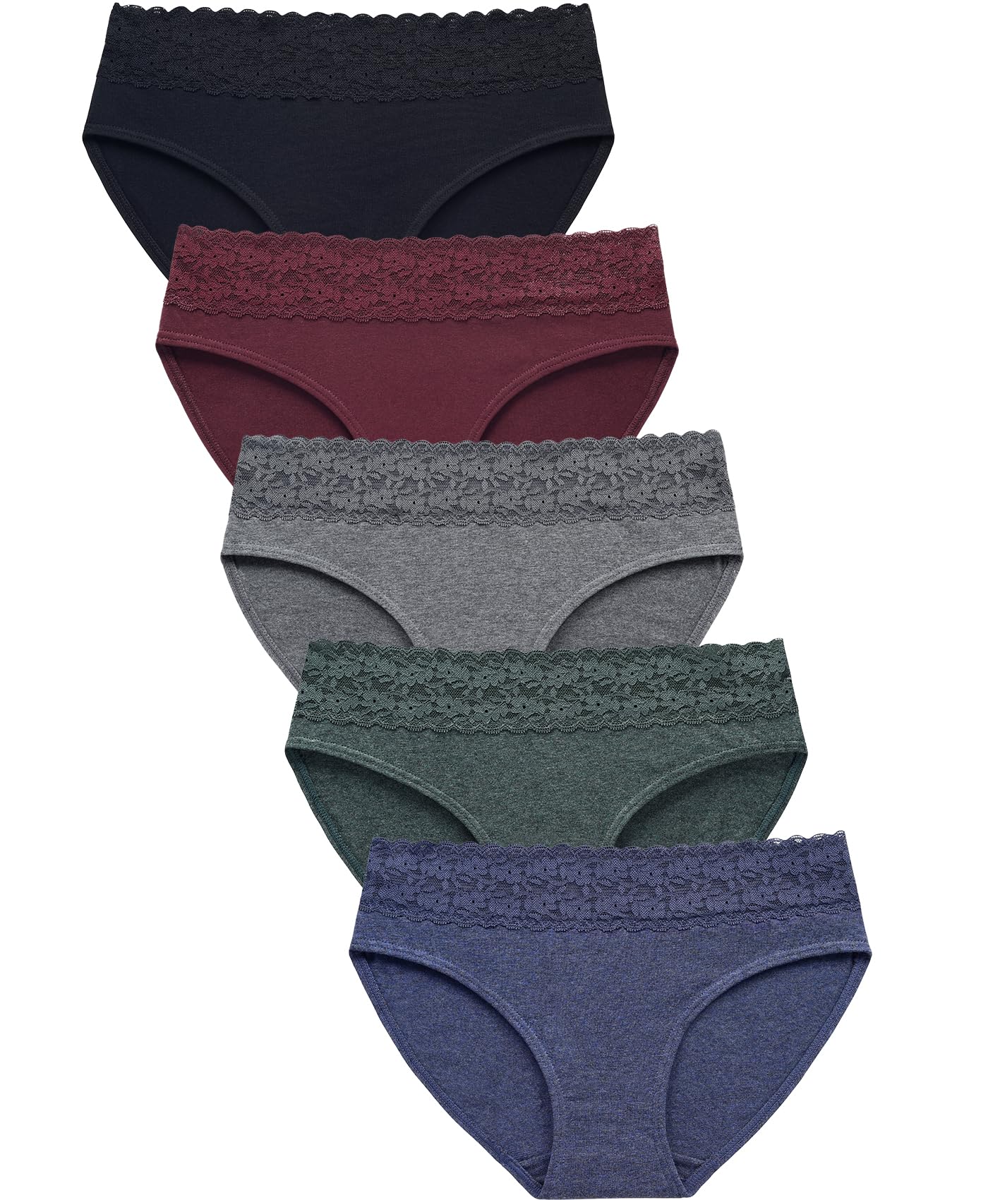 Photo 1 of Wealurre Cotton Panties for Women Bikini Underwear Hipster Underpants Lace Briefs Pack(DarkSeries,S)