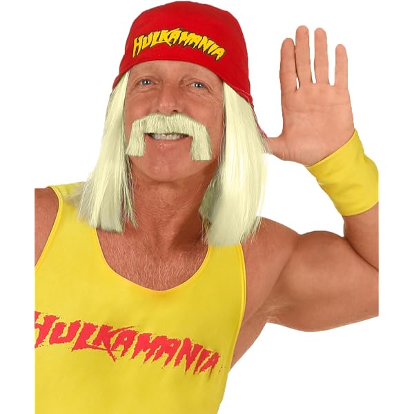 Disfraz Oficial WWE De Hulk Hogan Para Hombre - Mono Con Músculos, Pañuelo Y Bigote, Tallas L Y XL