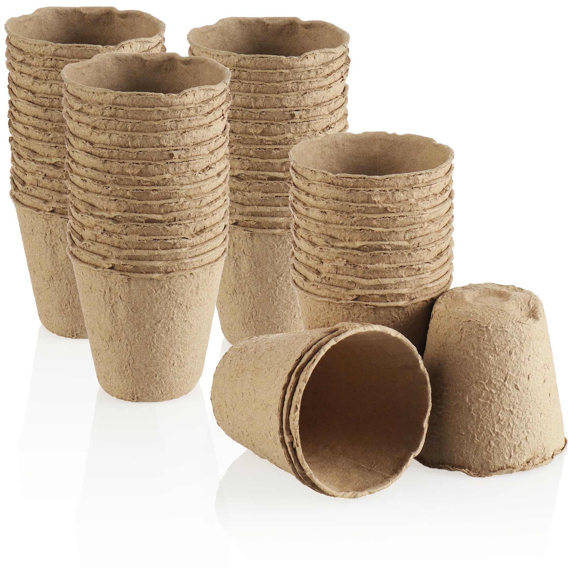 com-four® 60 x growing pots for plants - plant pots for growing - flower pot for plant growing (60 x round - brown)