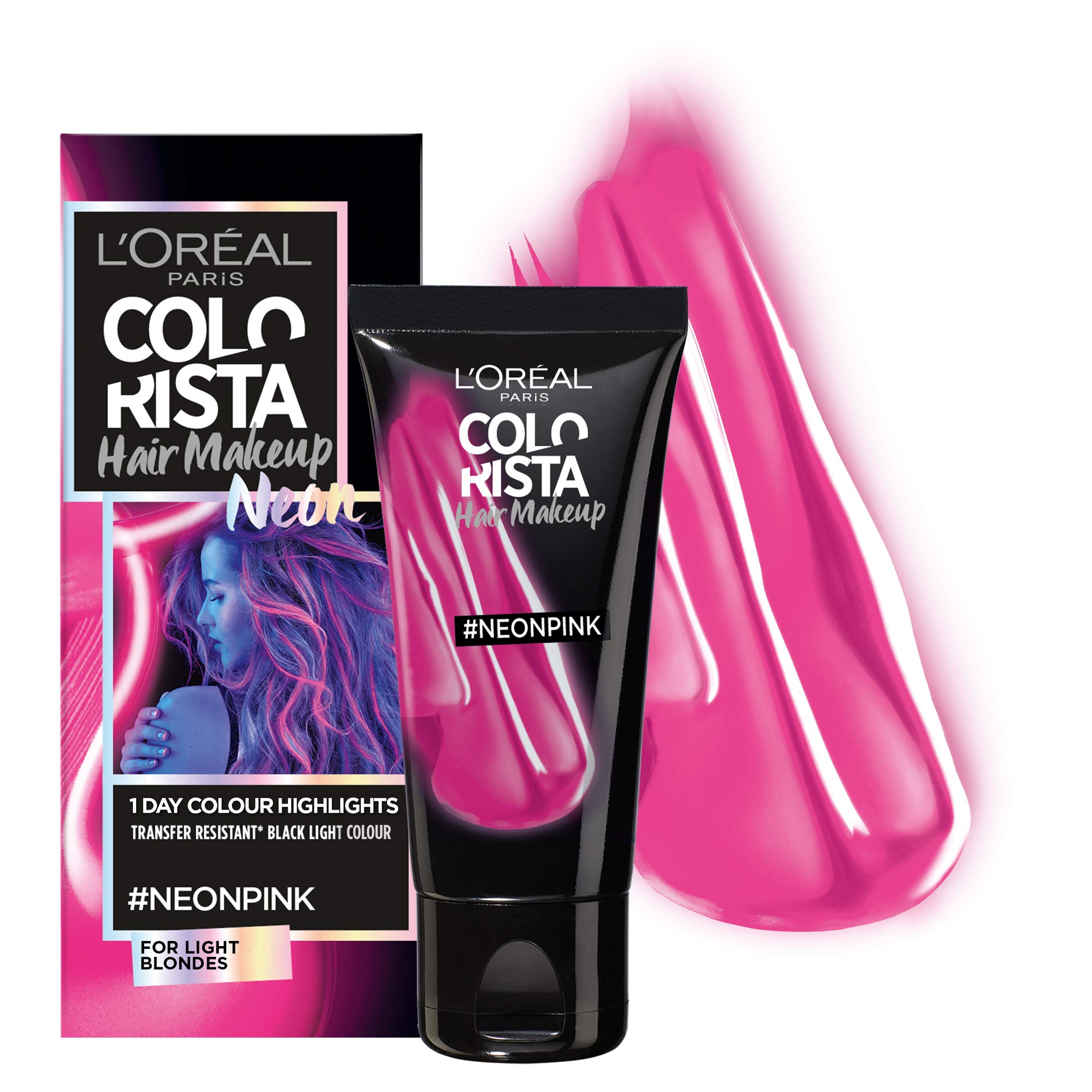 L'Oreal Colorista Hair Makeup Neon Pink Temporary Light Blonde Hair Colour 30ml