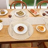 SHACOS Round Placemats Set of 6 Beig e Braided Woven Heat Resistant 38 cm view 6