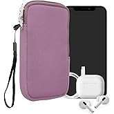 kwmobile Neoprene Phone Pouch Size XXL - 7" - Universal Cell Sleeve Mobile Bag with Zipper, Wrist Strap - Lavender