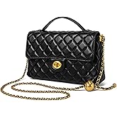 DORIS&JACKY Quilted Top Handle Satchel Purse for Women. Designer Lambskin Crossbody Shoulder Bag with Twist Lock Flap