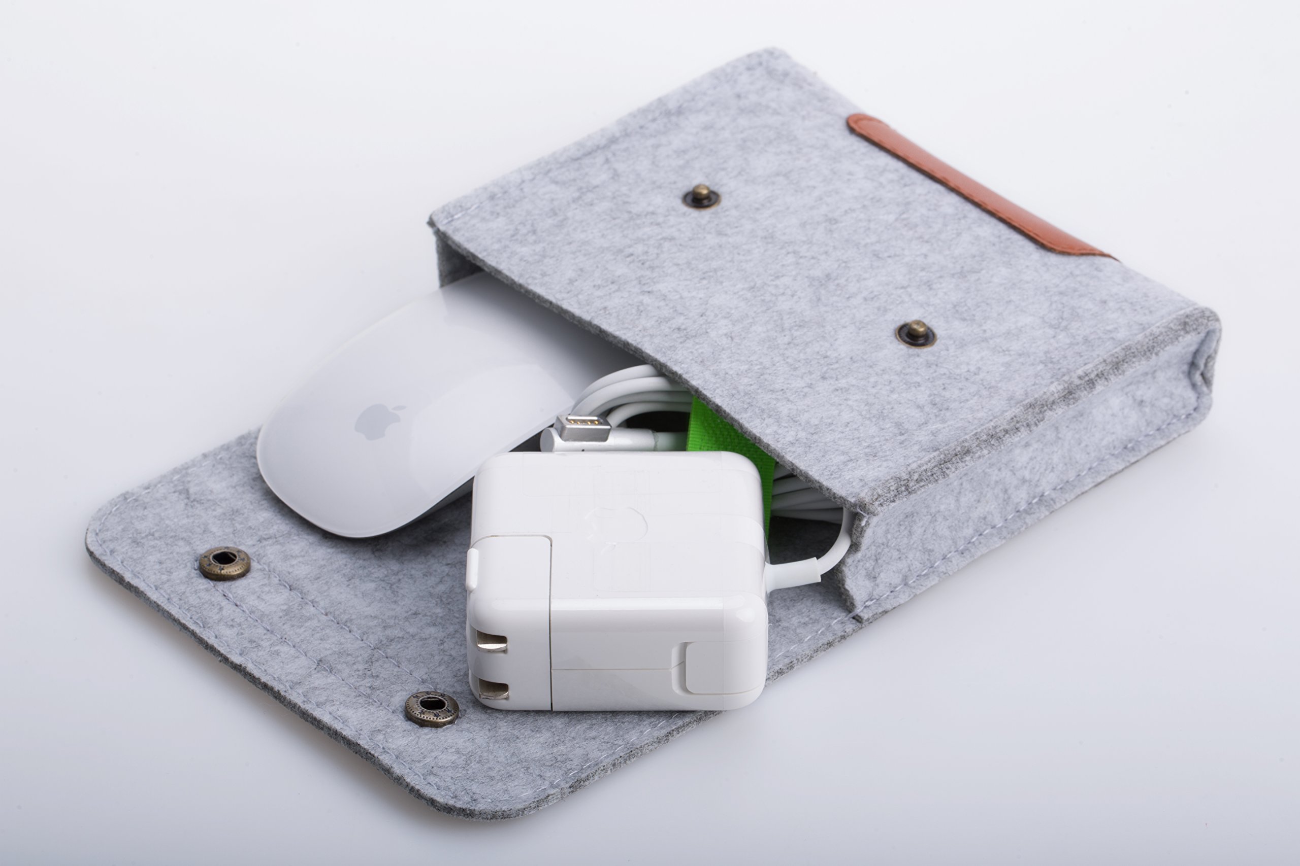 Lazyaunti Felt Cable Hard Drive Power Bank Bag Organizer Adapter Electronics Accessories Gear Storage Travel Pouch